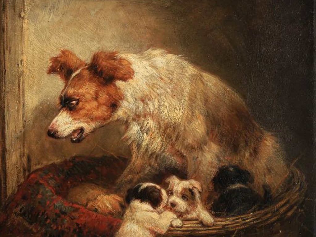Henriëtte Ronner-Knip - A mother dog with puppies - liquidsky gallery